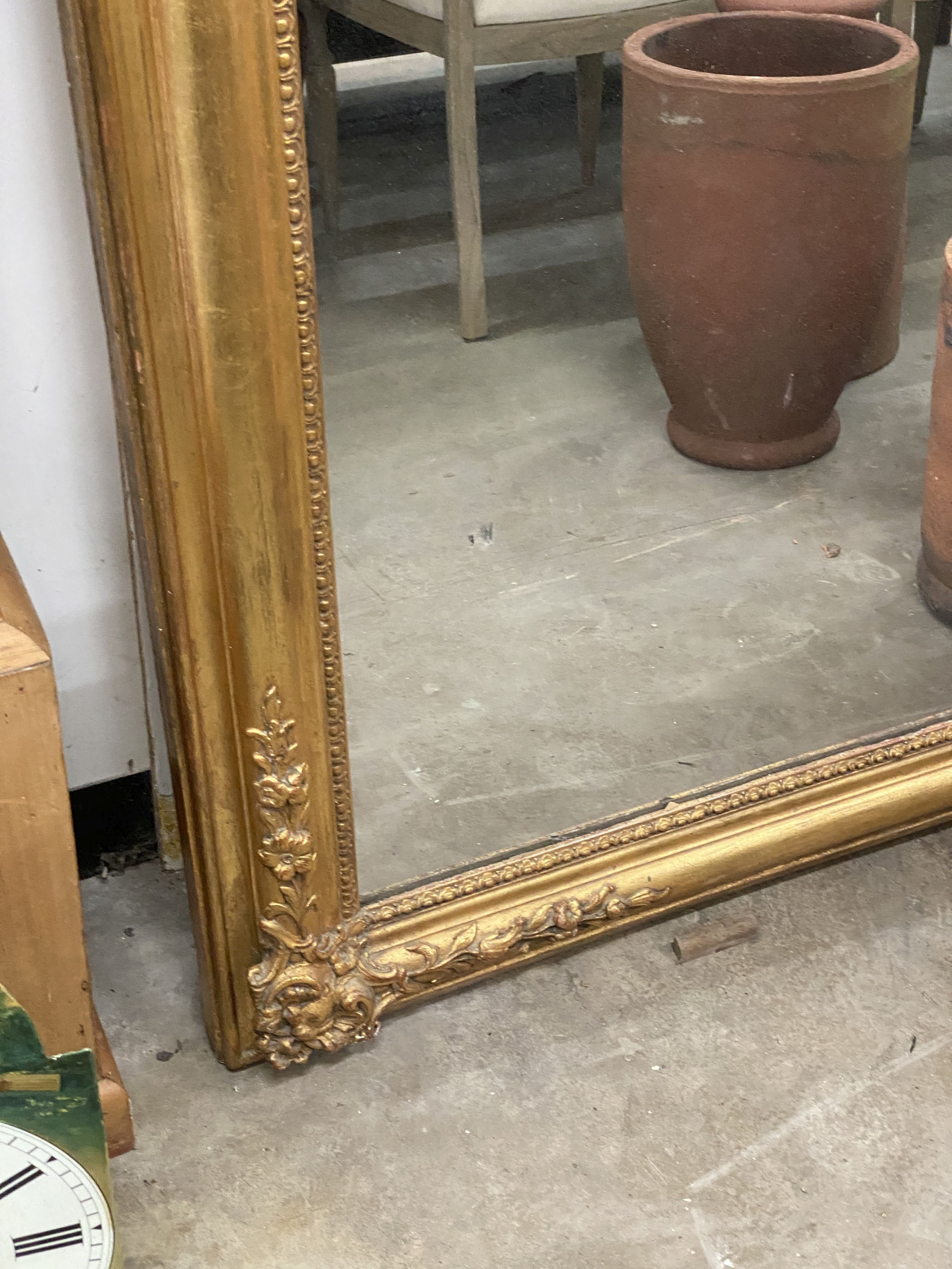 A 19th century French giltwood and gesso overmantel mirror, width 122cm, height 156cm